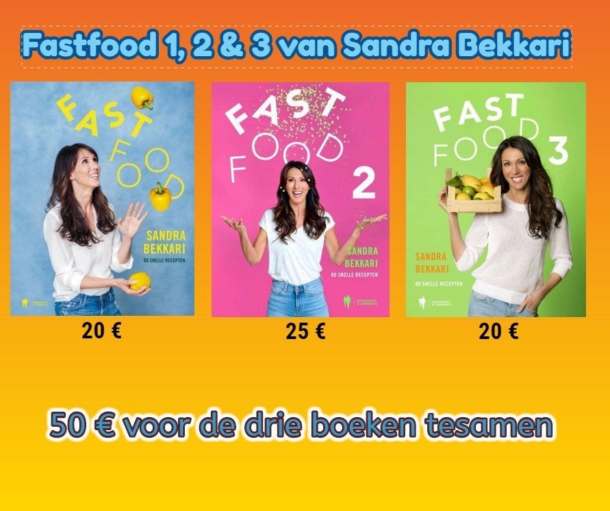 De FASTFOOD TRILOGIE van Sandra Bekkari, Boeken, Kookboeken, Zo goed als nieuw, Gezond koken, Ophalen of Verzenden