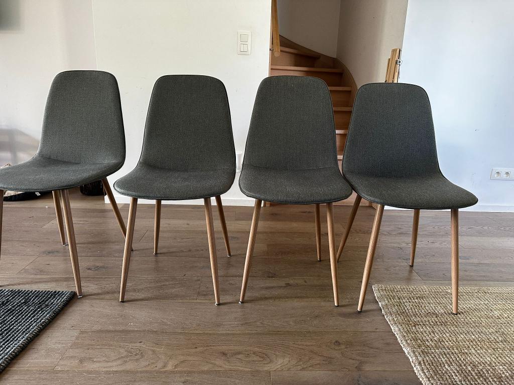 Bistrup eetkamerstoelen 4 jysk donkergroen, Ophalen, Gebruikt, Overige kleuren, Scandinavisch