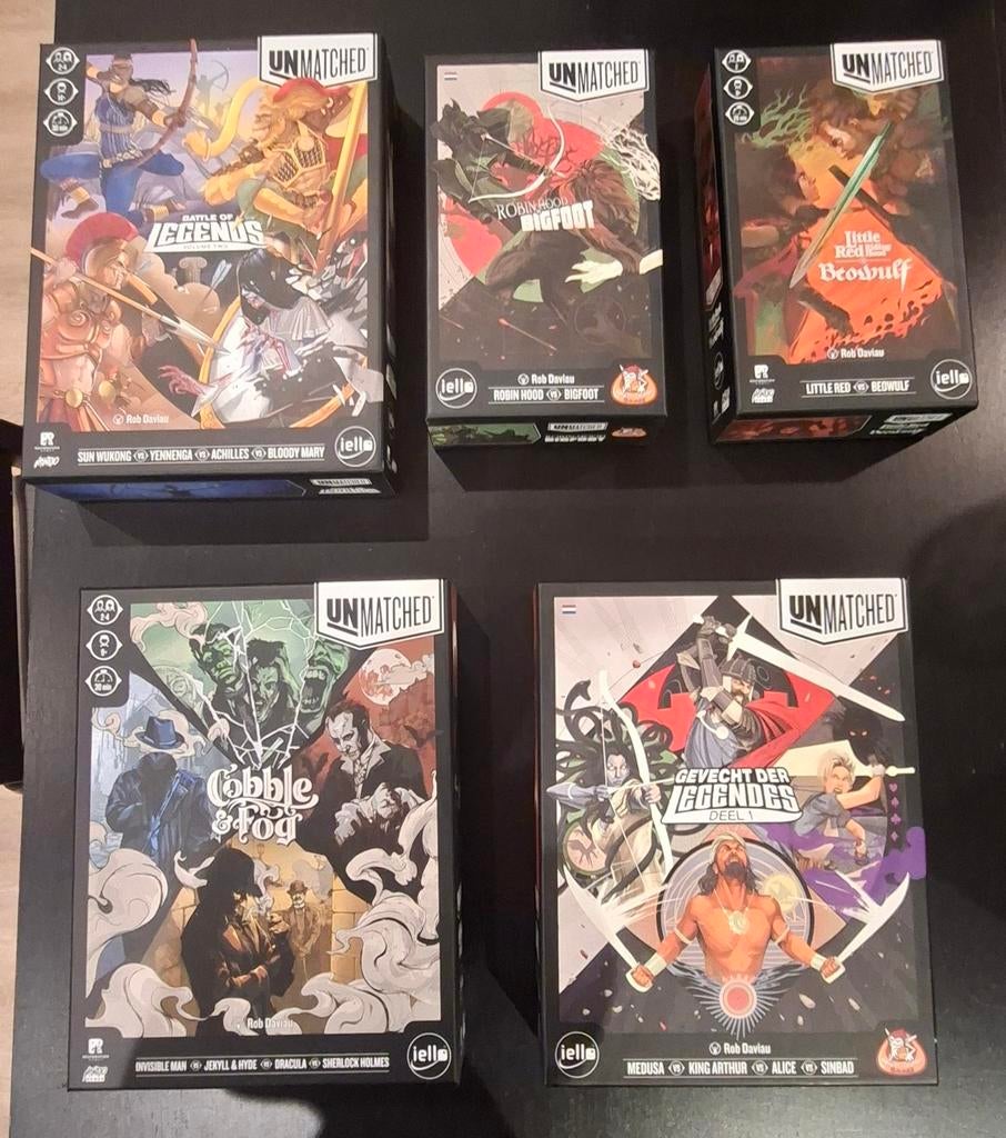 Unmatched collectie, Hobby en Vrije tijd, Gezelschapsspellen | Bordspellen, Een of twee spelers, Ophalen of Verzenden, Zo goed als nieuw