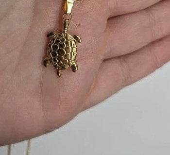 nieuw goudkleurig kettinghanger schildpad + ketting 40cm, Overige materialen, Nieuw, Ophalen of Verzenden, Goud