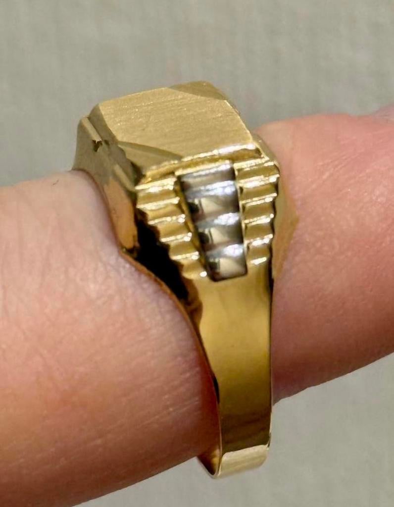 Heren Rolex ring 18 karaat geel en witgoud met certificaat!, 20 of groter, Nieuw, Ophalen of Verzenden, Goud