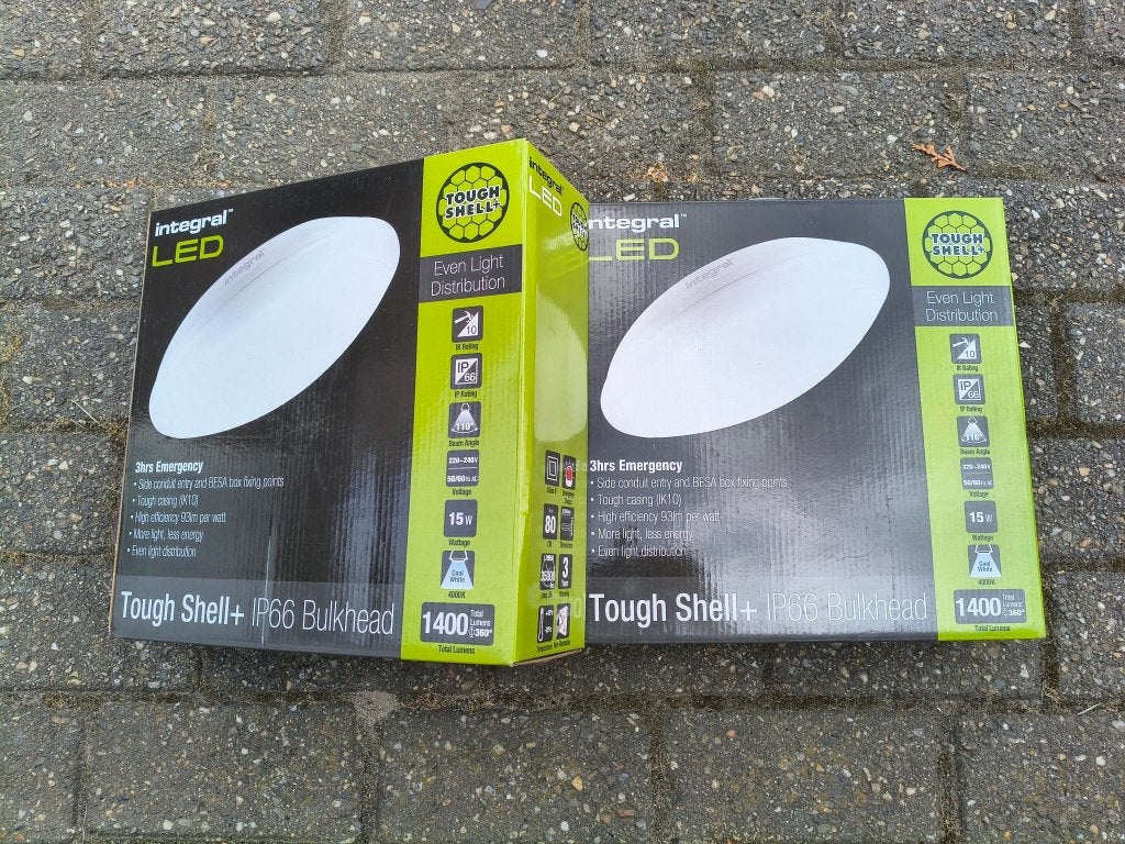 2 X LED Plafondlampen met 3-uurs noodlamp 15W 1400LM IP66, Kunststof, Overige stijlen, Nieuw, Overige fittingen