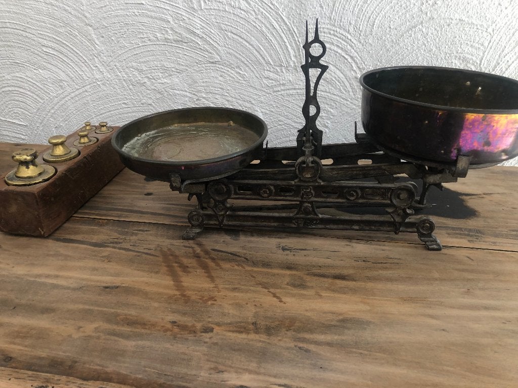 Balance rétro Brocante ancienne avec poids, Enlèvement