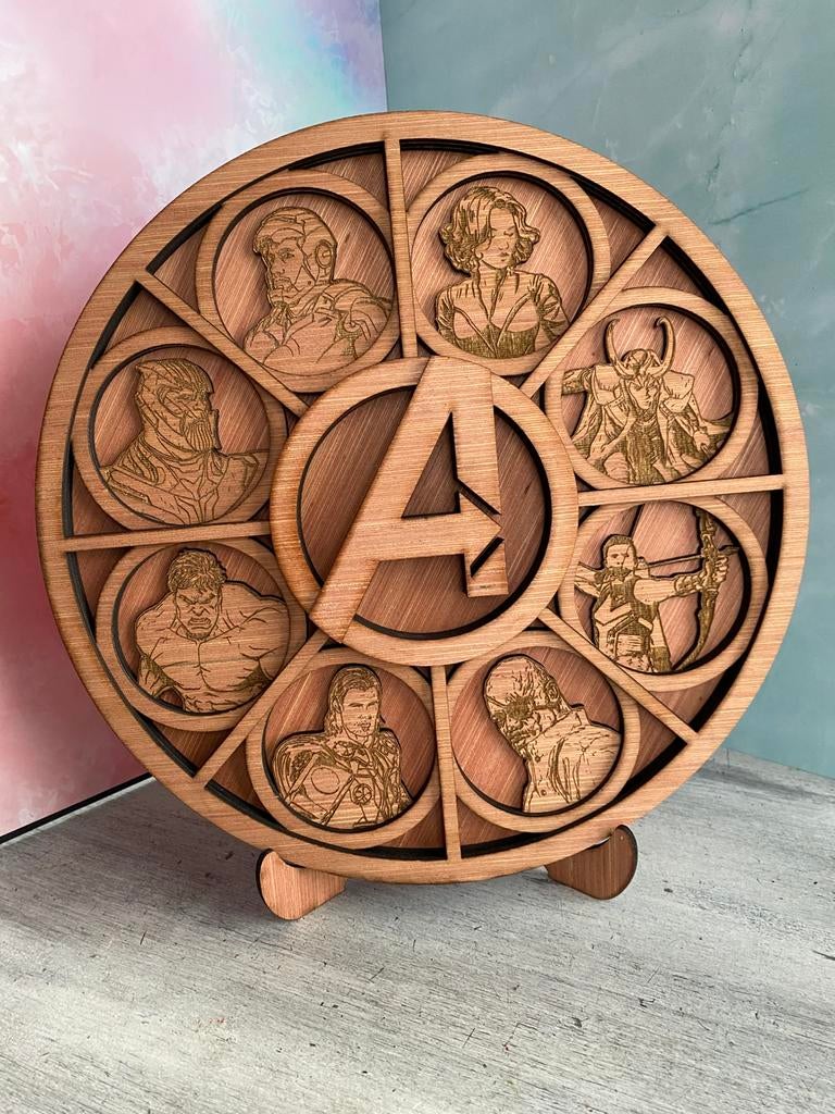 Décoration Avengers avec socle faite main, Huis en Inrichting, Ophalen of Verzenden, Nieuw, Hout