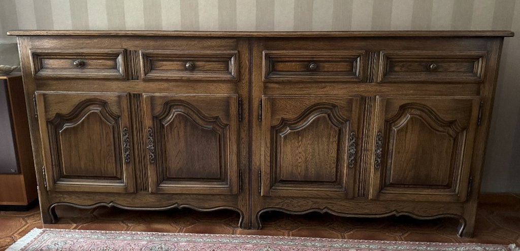 Buffet en chêne français massif, Maison & Meubles, 200 cm ou plus, Enlèvement, Utilisé, Avec tiroir(s)