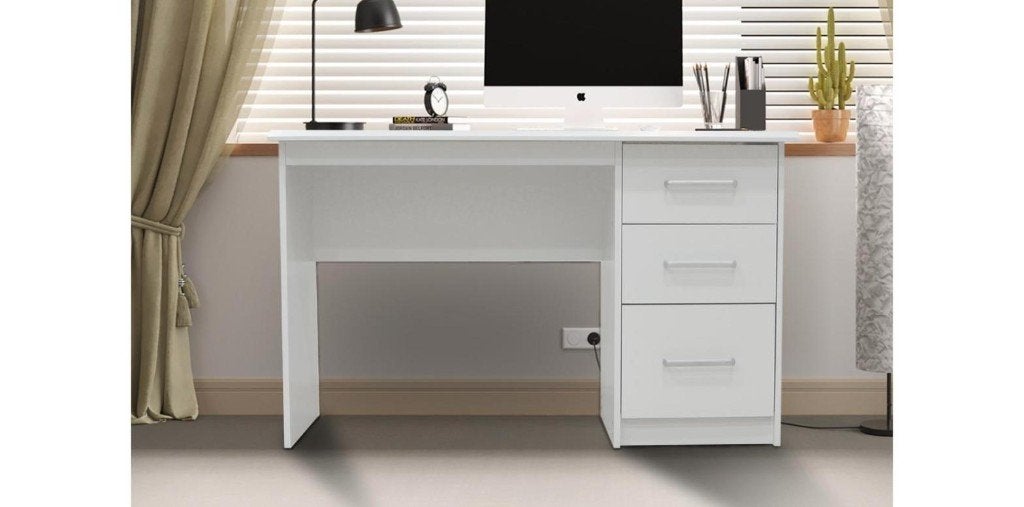 Bureau Mateo 3 lades wit - nieuw, Envoi, Neuf, Blanc