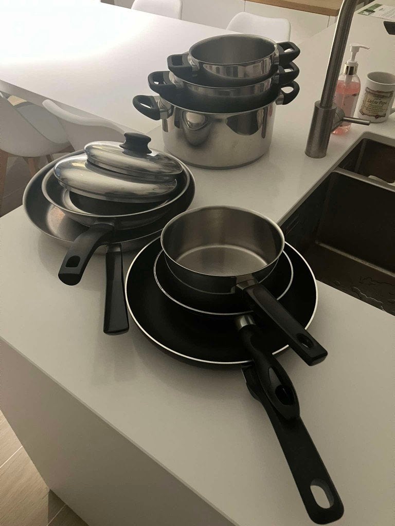 Kookpotten en Pannen (niet voor inductie), Met deksel, Ophalen, Gebruikt, Inox