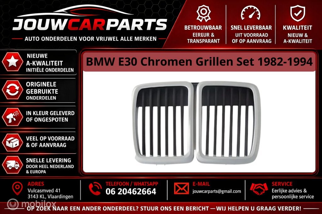 BMW E30 Chromen Grillen Set 1982-1994, Neuf, Grill, Enlèvement ou Envoi, BMW
