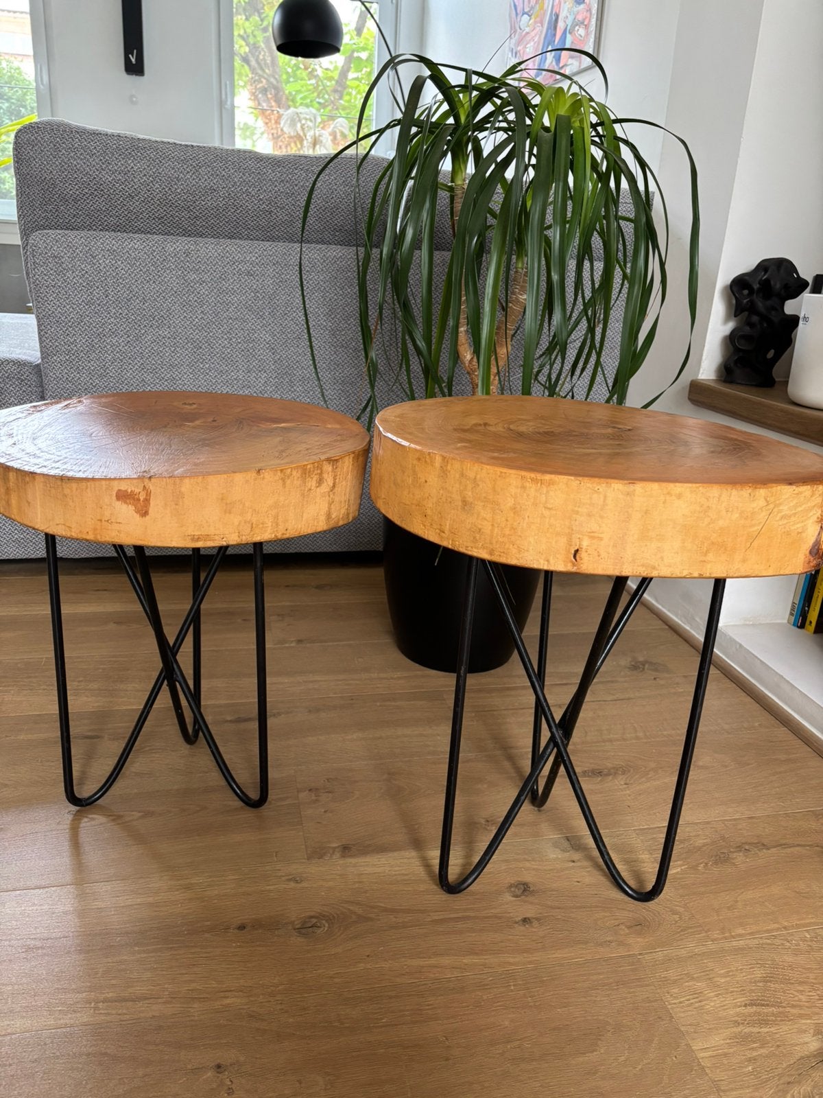 Bijzettafels/salontafels boomstam, Vintage/modern, Rond, 45 à 60 cm, Enlèvement