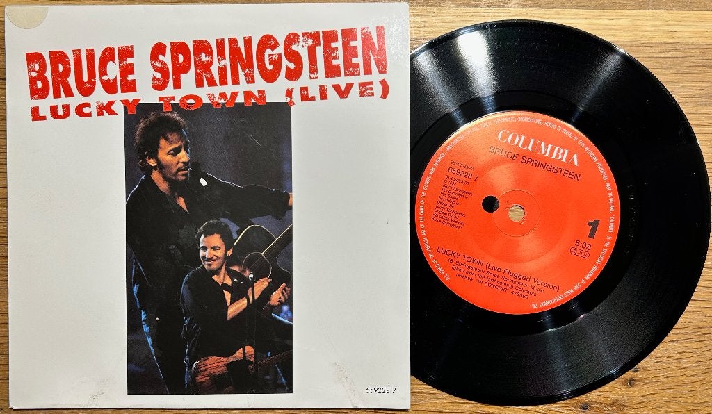 7# BRUCE SPRINGSTEEN - Lucky town (live) (NMINT), Ophalen of Verzenden, Zo goed als nieuw, 7 inch, Rock en Metal