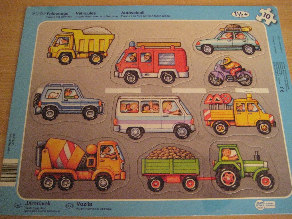 Puzzle de formes avec poignée pour doigts - Véhicules, Enlèvement ou Envoi, 10 à 50 pièces, Comme neuf, 6 mois à 2 ans