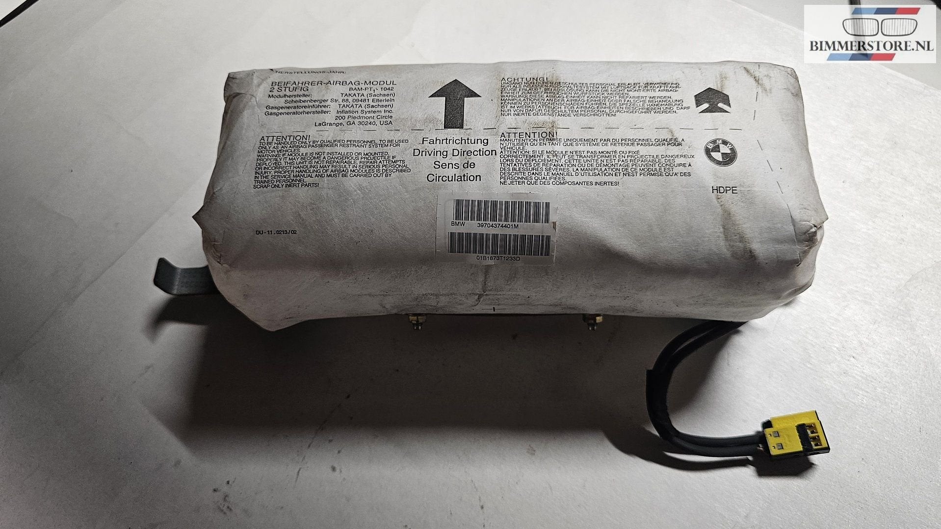 Airbag dashboard passagier BMW 3 Serie E46 39704374401M 7212, Auto-onderdelen, Gebruikt, -, Ophalen of Verzenden, -