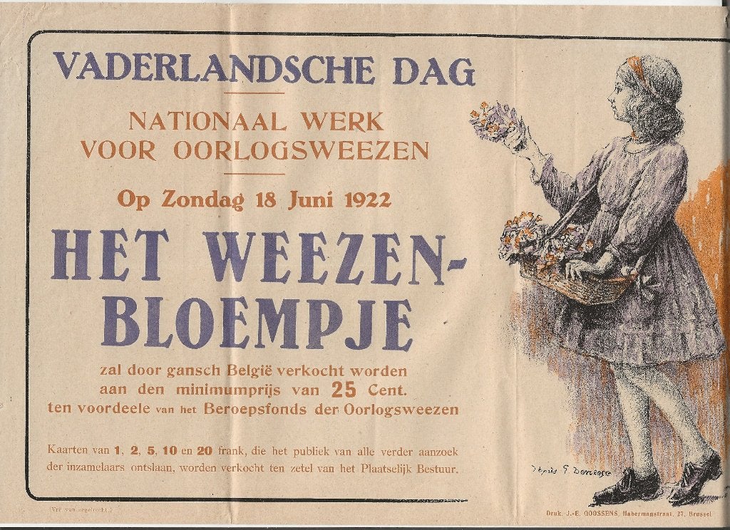 w01 wezenbloempje affiche 1922 zeldzaam naar medaille, Ophalen of Verzenden, Overige soorten, Foto of Poster