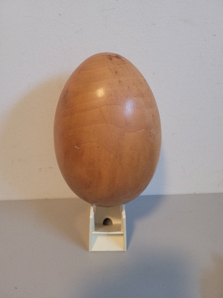 œuf en bois , model autruche vintage design, Massif, Objet, Brun, 20 cm