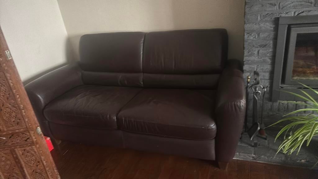 Divan lit en cuir avec matelas très confortable, Enlèvement, Comme neuf, Cuir