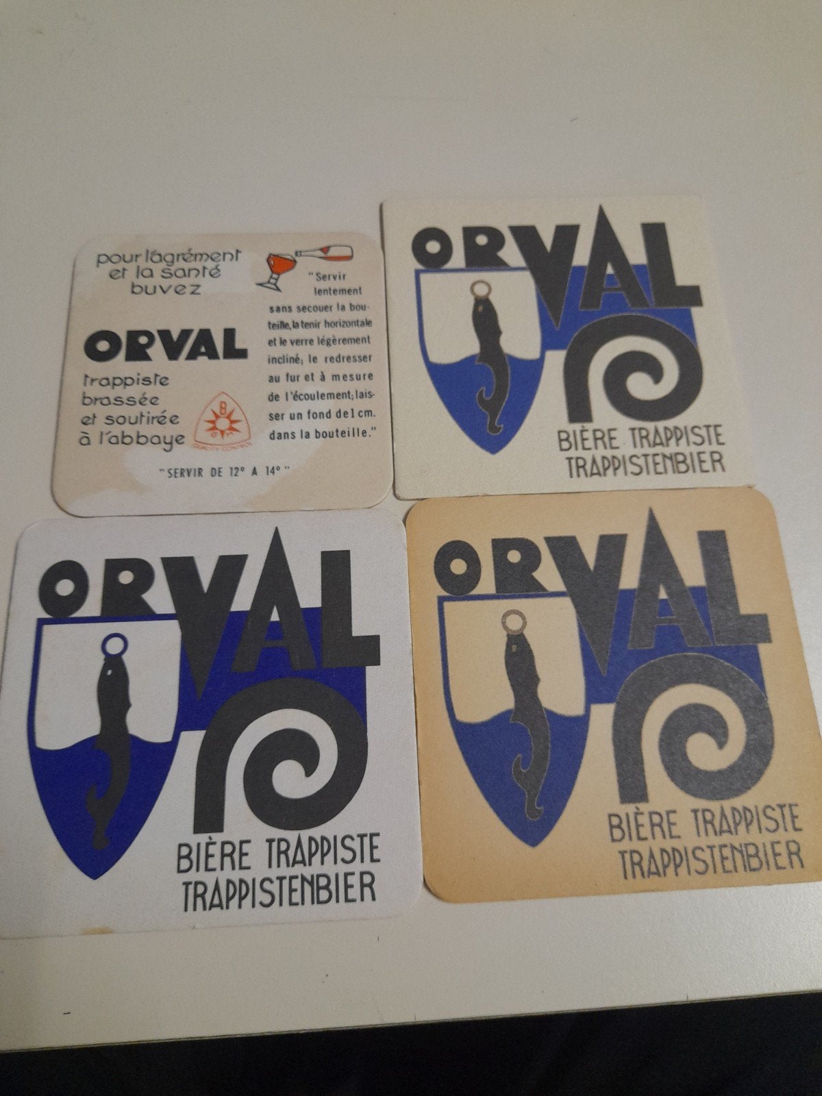 4 sous-verres à bière Orval différents, Collections, Enlèvement ou Envoi