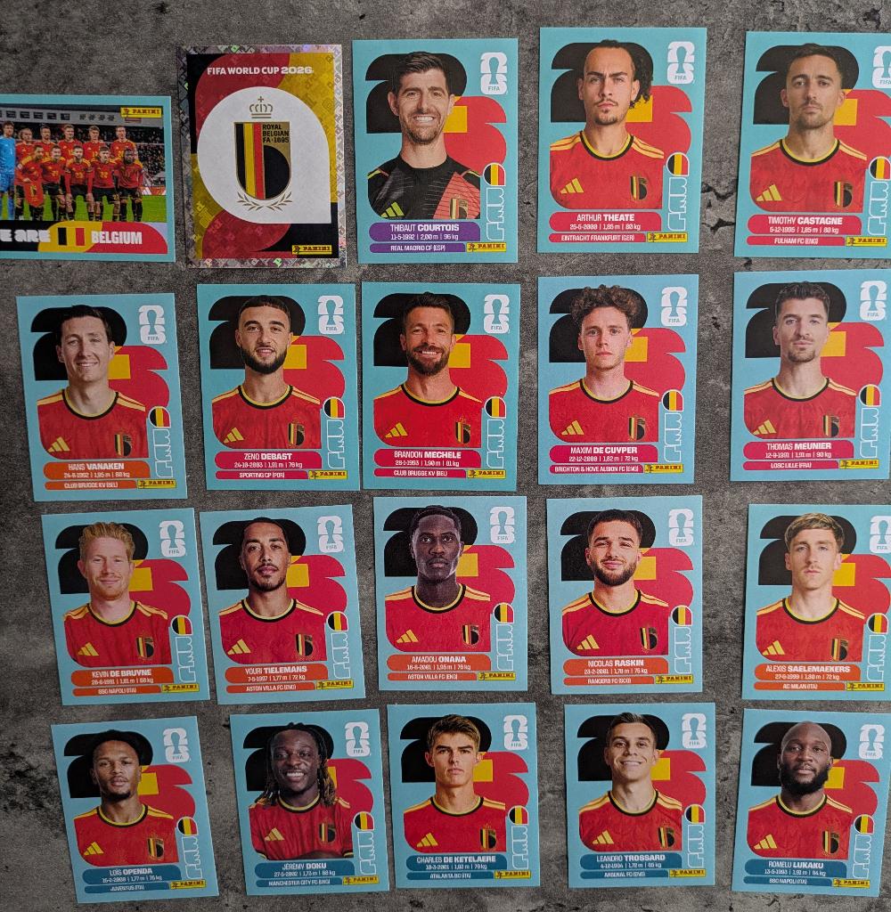 Panini FIFA World Cup 2026 België BEL1-20 Team 20 stickers, Ophalen of Verzenden, Nieuw