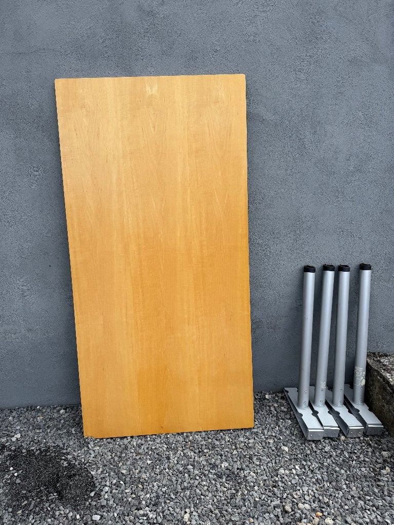 multiplex bureautafel met verstelbare alu poten 1m60 op 80, Maison & Meubles, Autres types, Enlèvement, Bois, Moderne