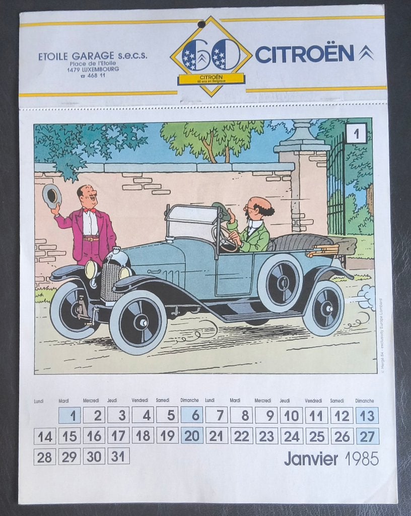 Tintin - Calendrier 60 ans Citroën - 1984, Une BD, Envoi, Comme neuf