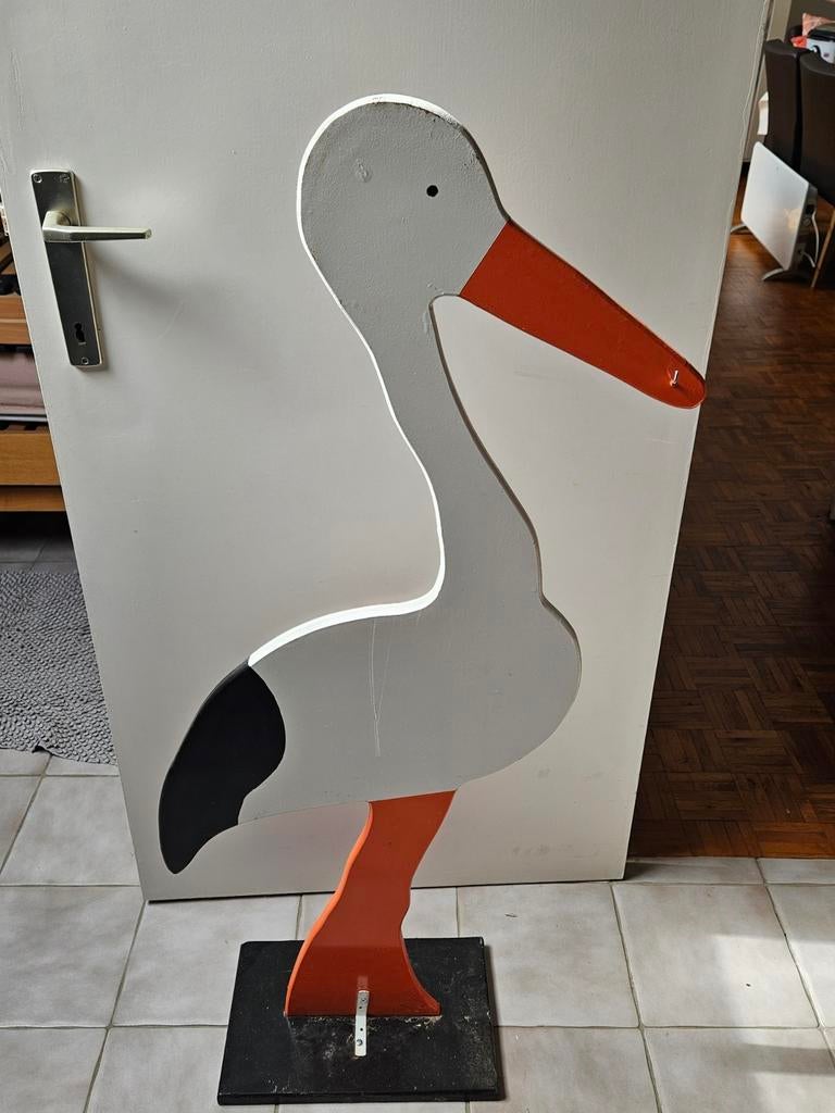 Mooie houten ooievaar op voet voor bij geboorte baby, Kinderen en Baby's, Ophalen