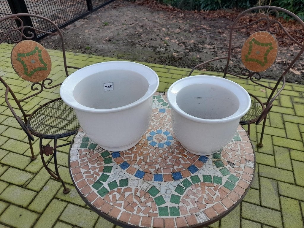 4 Stenen potten, Tuin en Terras, Rond, Nieuw, Minder dan 40 cm, Binnen
