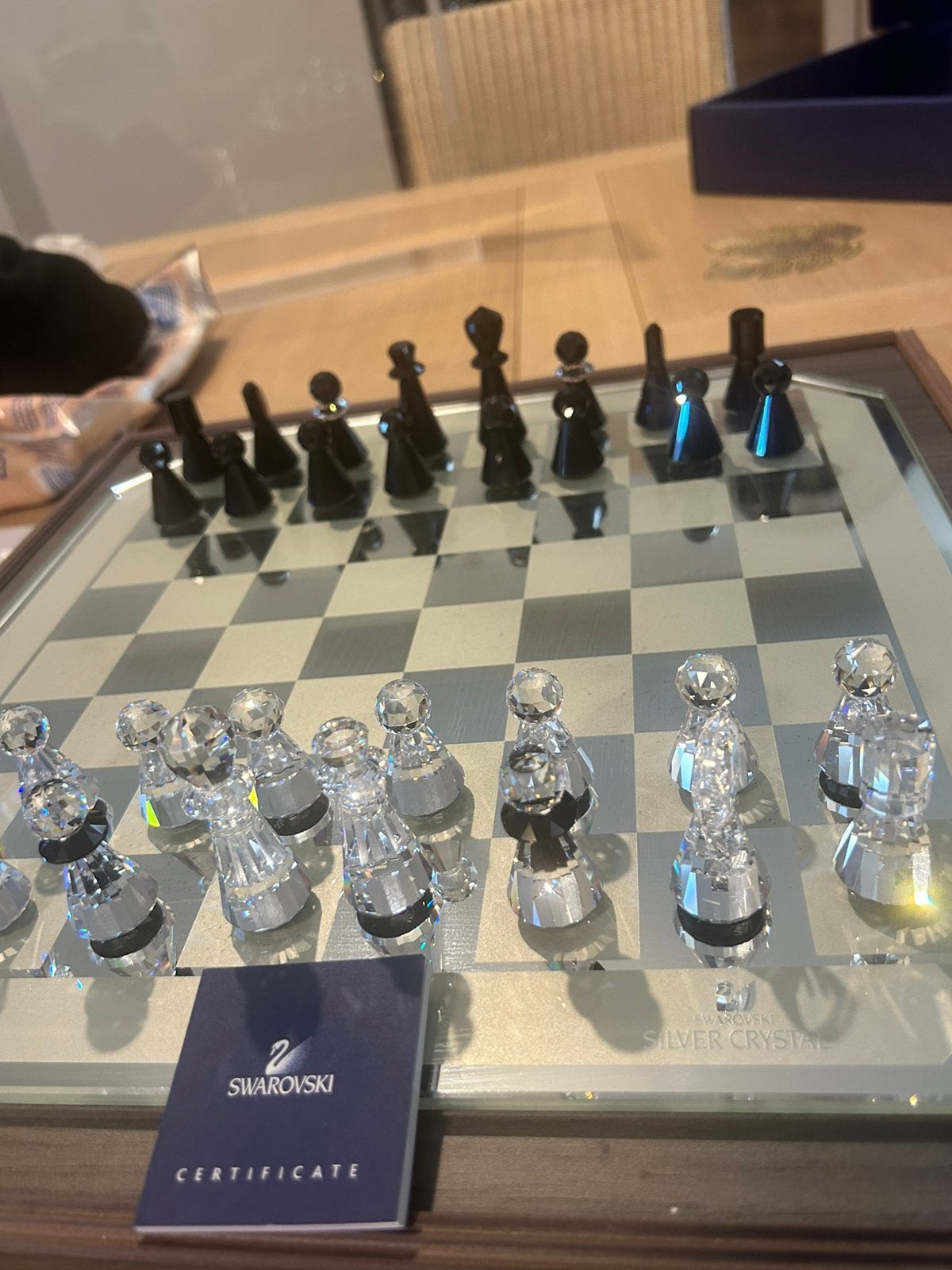 Swarovski Silver Crystal schaakset., Ophalen, Zo goed als nieuw