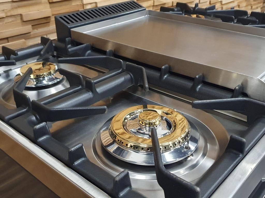 🔥Luxe Boretti Fornuis 90cm antraciet + rvs 1 GASOVEN Frytop, Elektronische apparatuur, Fornuizen, Ophalen, 60 cm of meer, Zo goed als nieuw