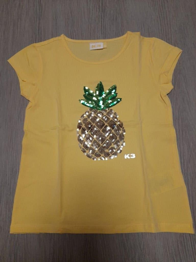 Geel T-shirt K3 140, Meisje, K3, Ophalen of Verzenden, Zo goed als nieuw