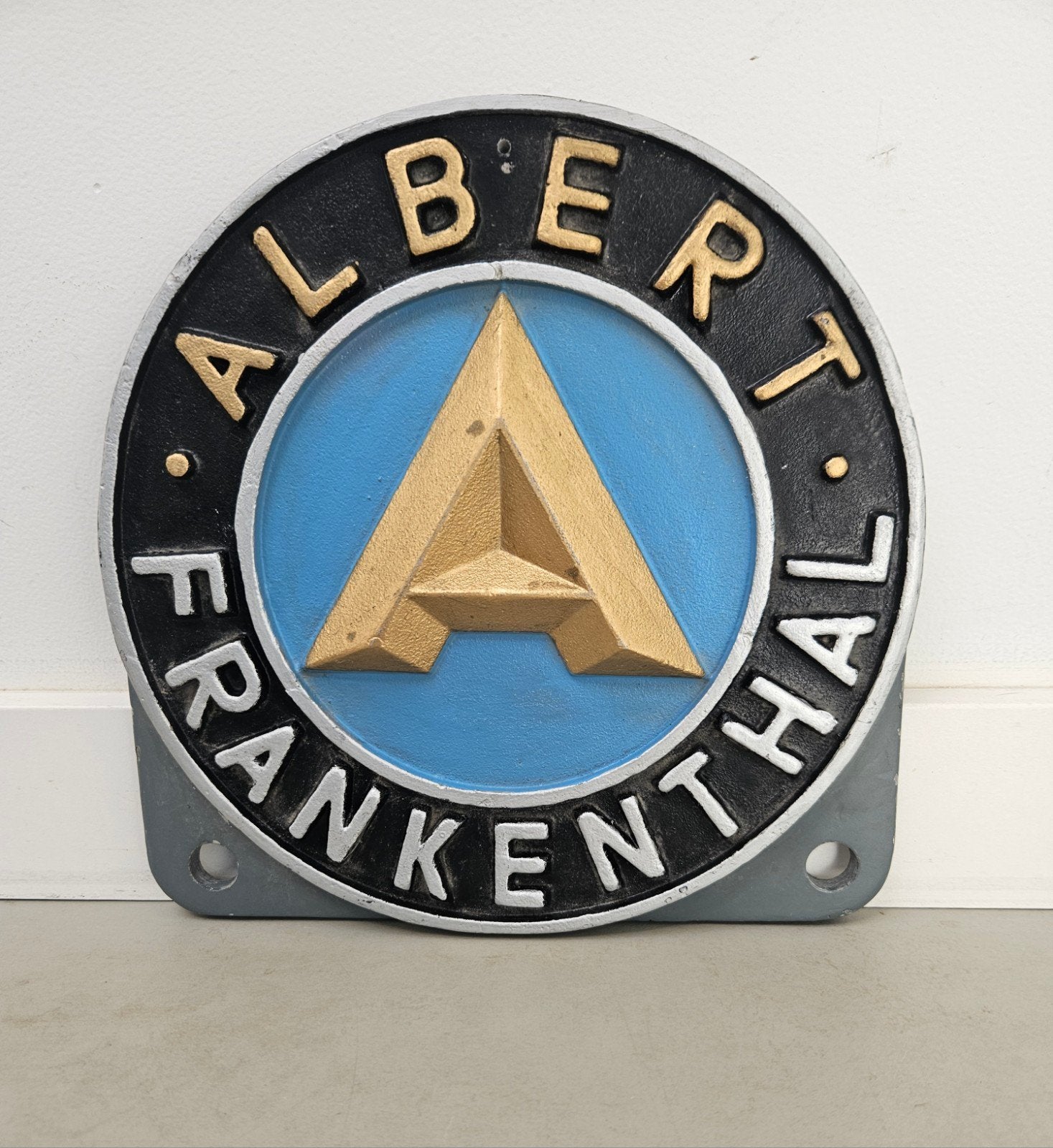 Vintage Gietijzeren Fabriekslogo Albert Frankenthal, Verzamelen, Overige Verzamelen, Ophalen of Verzenden