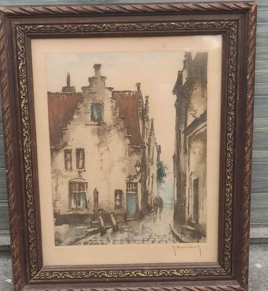 gravure ruelle signe roger hebbelinck, Ophalen of Verzenden, Gravure