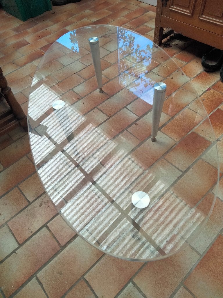 SALON/koffietafel glas ovaal, Ophalen, Op voet, Overige typen, Ovaal