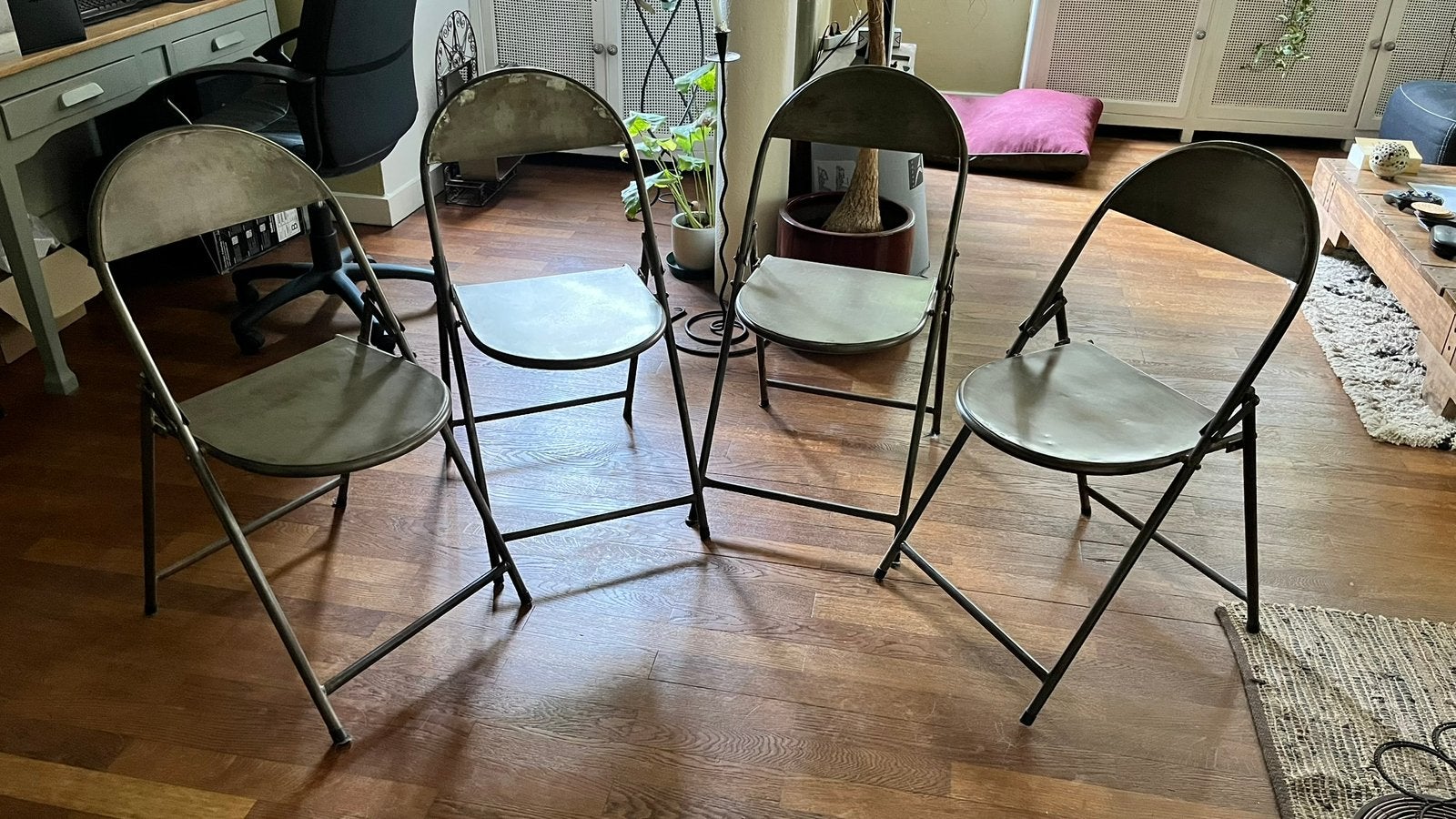 4 chaises en métal industriel, Maison & Meubles, Enlèvement, Comme neuf, Métal