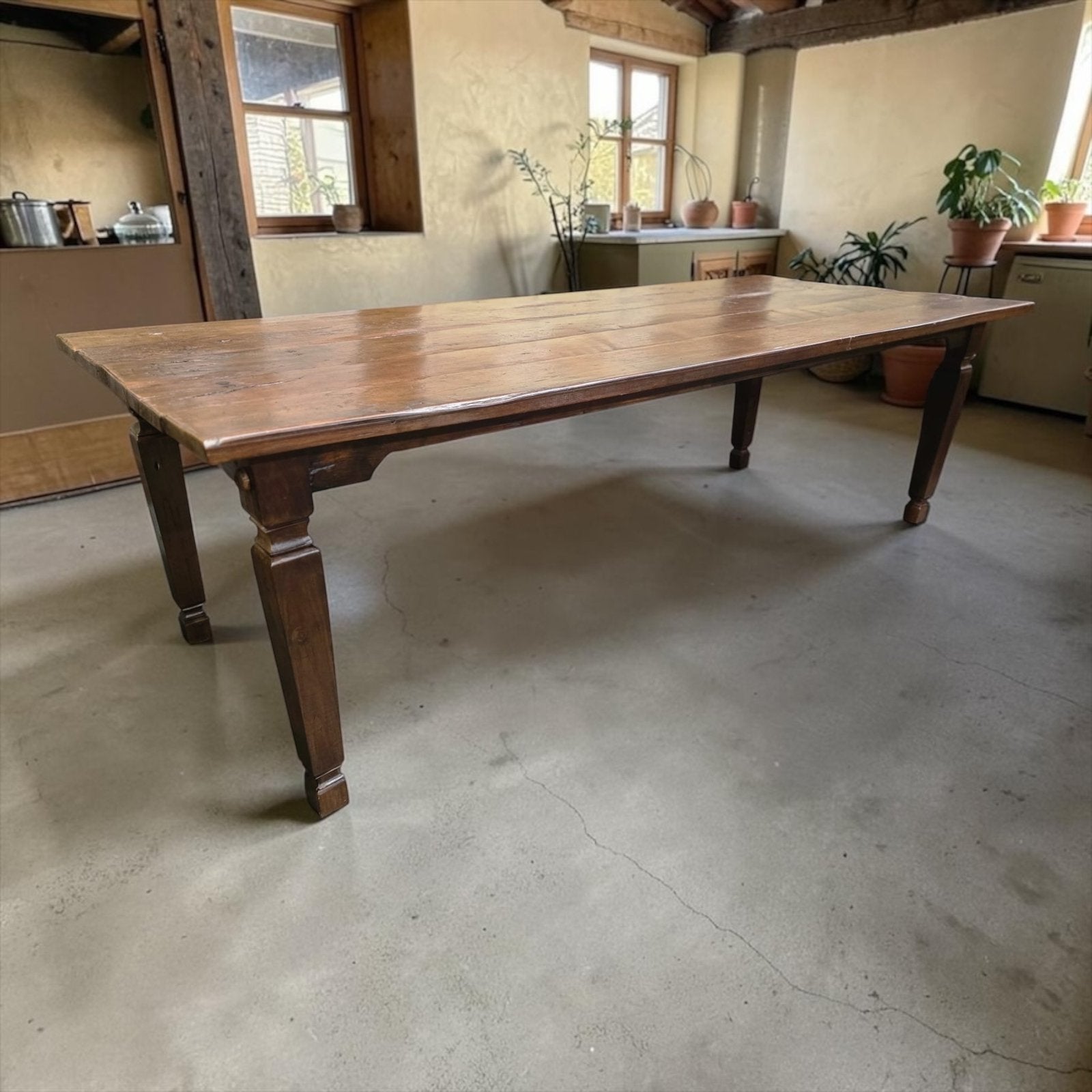 Table à manger/table de ferme en bois robuste Vintage XL, Antiquités & Art, Antiquités | Meubles | Tables, Enlèvement