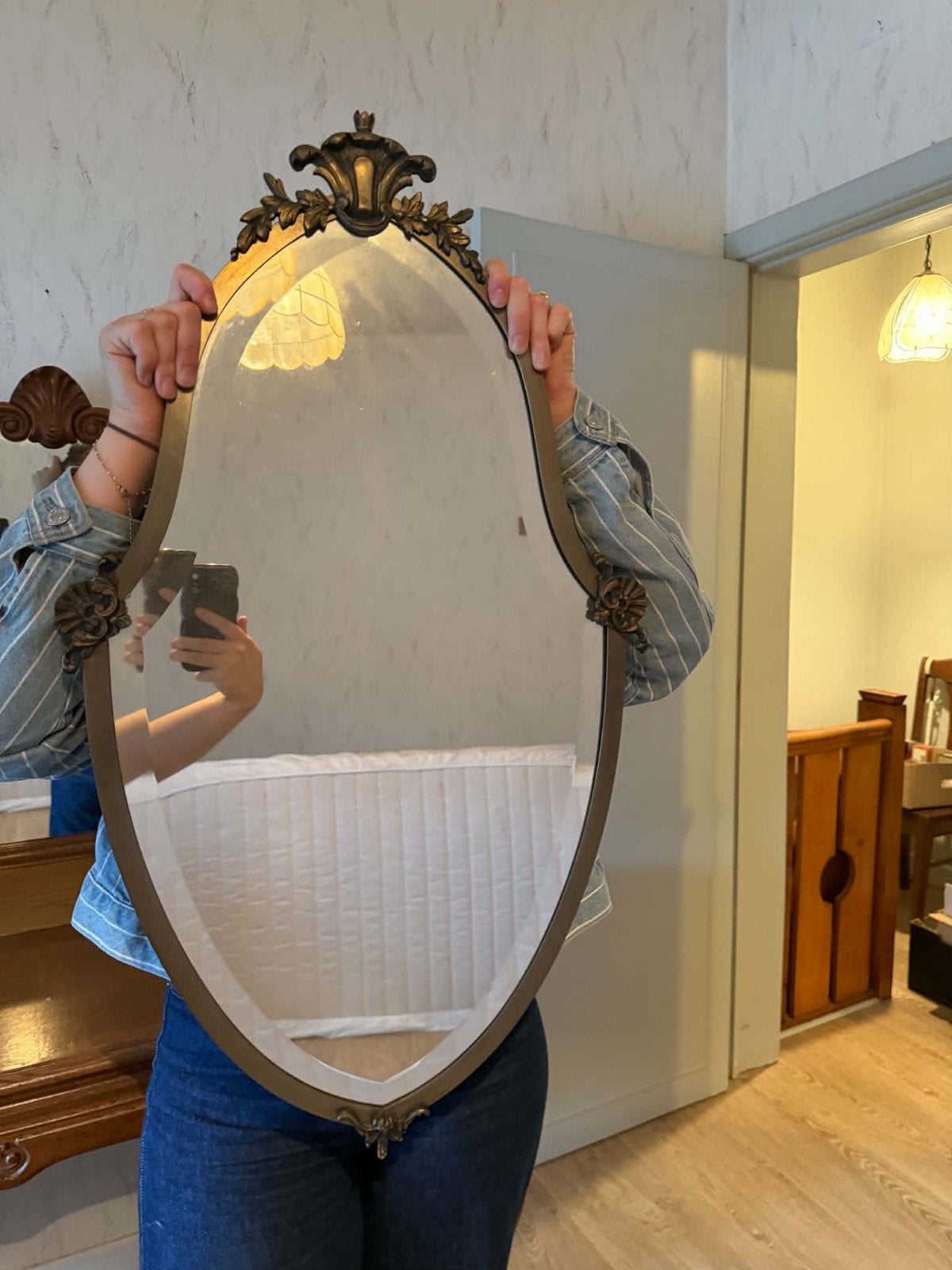 Miroir ancien, Antiquités & Art, Enlèvement, Ovale, Moins de 50 cm, Moins de 100 cm