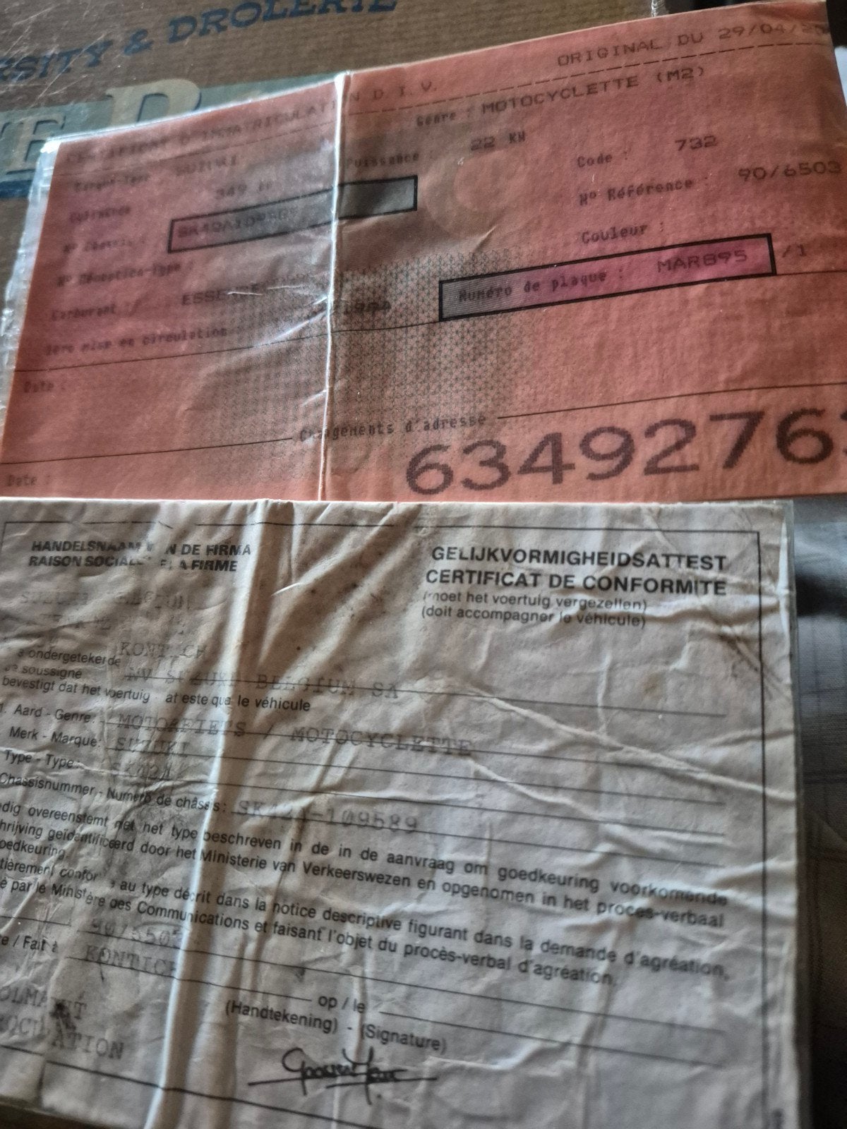 papiers suzuki 350, Ophalen of Verzenden