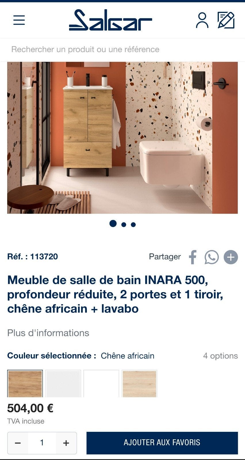 meuble salle de bain de qualité SALGAR neuf, Enlèvement