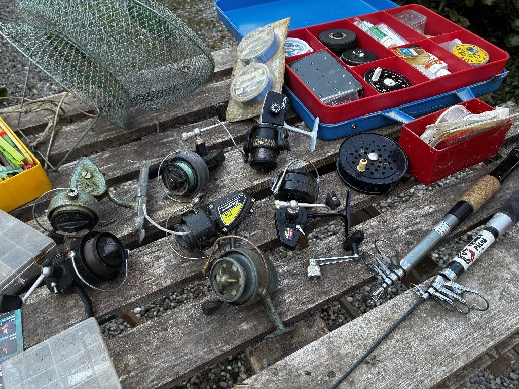 Lot de matériel de pêche vintage / ancien, Enlèvement, Utilisé, Canne à pêche complète