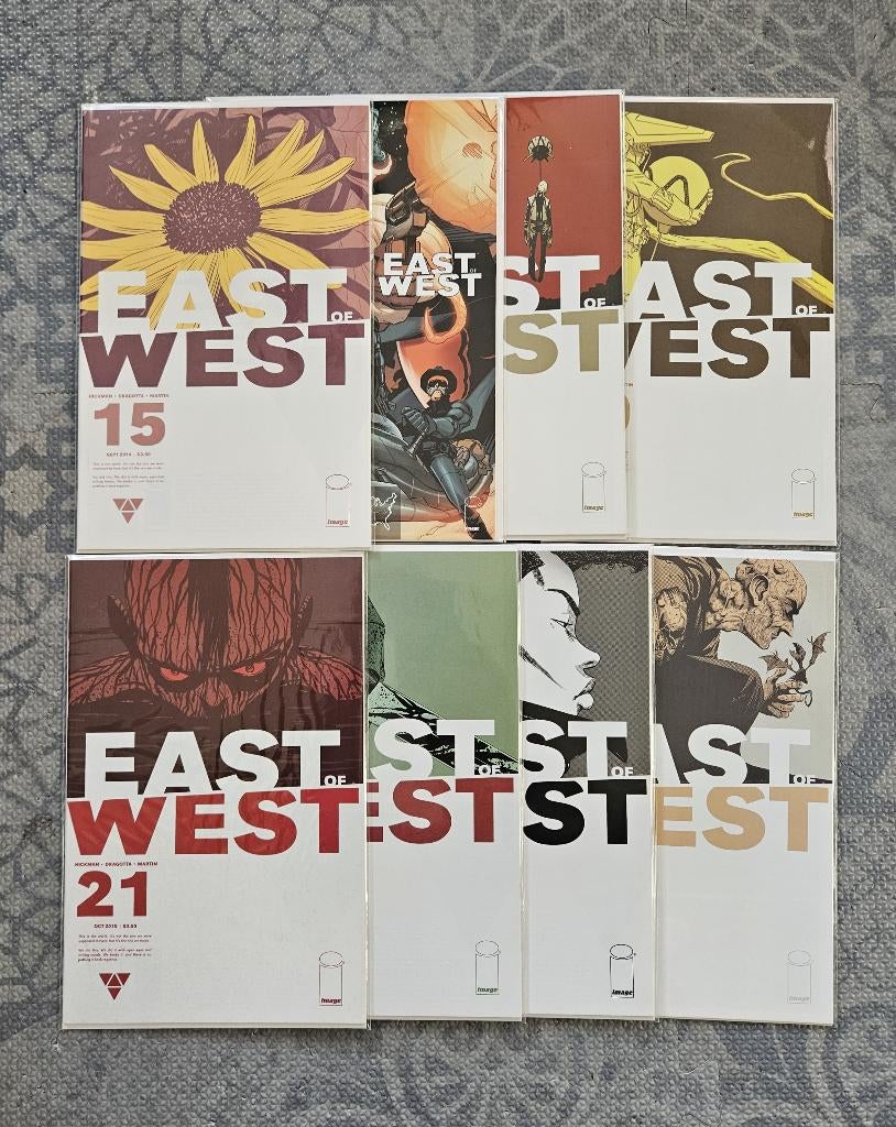 East of West #15, 16, 19-24 (lot de 8 comics) Image Comics, Boeken, Meerdere comics, Ophalen of Verzenden, Nieuw