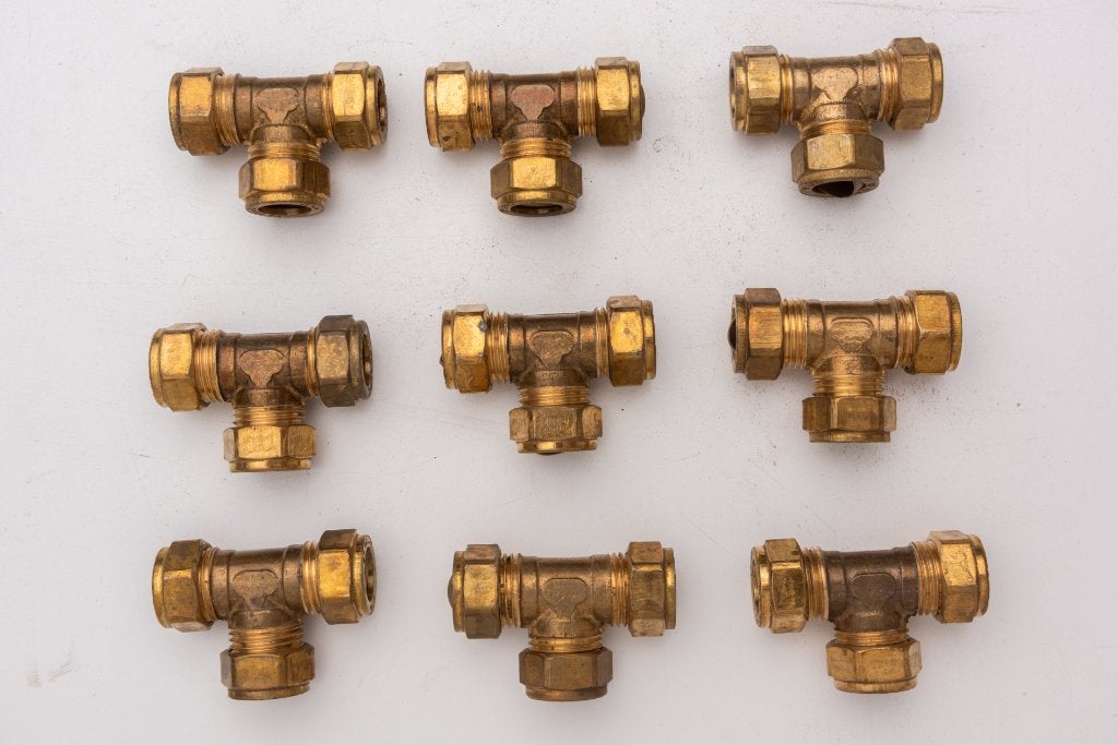 16 x Messing T - knelkoppeling voor water- gas en verwarming, Doe-het-zelf en Bouw, Verwarming en Radiatoren, Ophalen of Verzenden