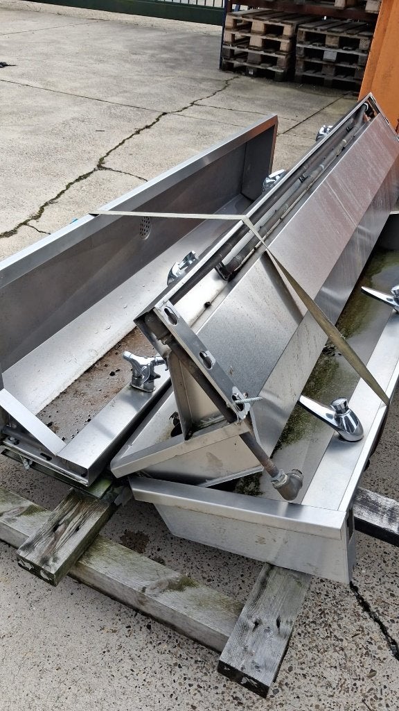 3 industriële RVS (roestvrij staal / inox) wasgoten, Ophalen, Gebruikt, Inox, Overige typen