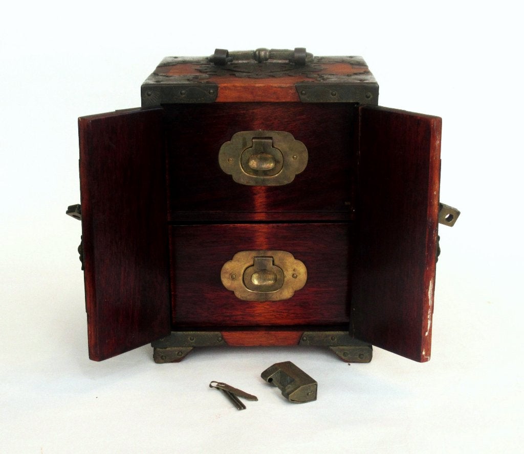 Chinees houten juwelen kastje., Antiek en Kunst, Ophalen of Verzenden