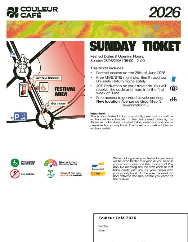 Couleur Café Dimanche 28/06, Tickets & Billets, Deux personnes