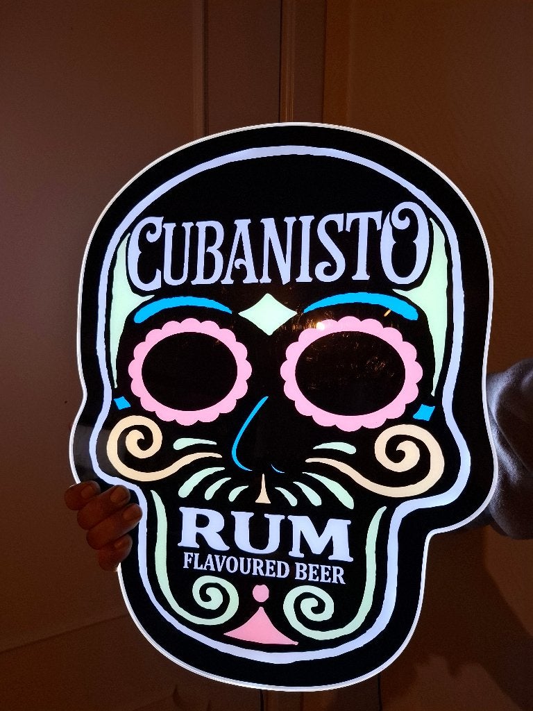 Lichtreclame Cubanisto Rum Flavoured beer, Ophalen of Verzenden, Nieuw, Lichtbak of (neon) lamp