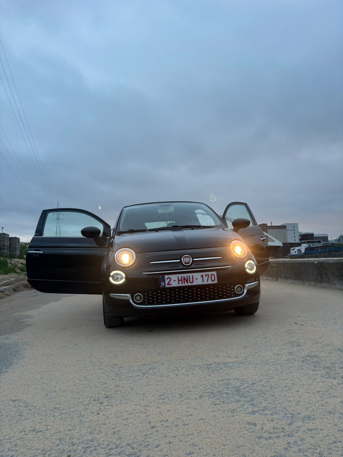 Fiat 500c automaat 2019 51kW Euro6 1.2 Benzine, Auto's, Automaat, 4 zetels, Stof, Zwart