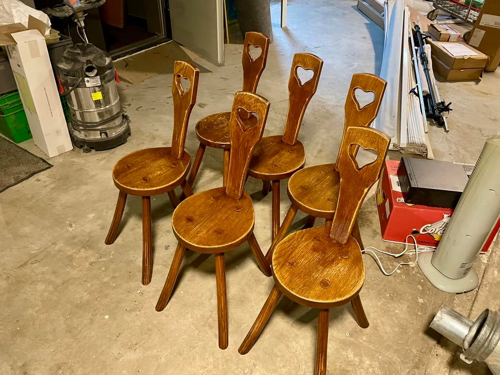 6 degelijke eiken stoelen, Ophalen, Gebruikt, Bruin, Vijf, Zes of meer stoelen