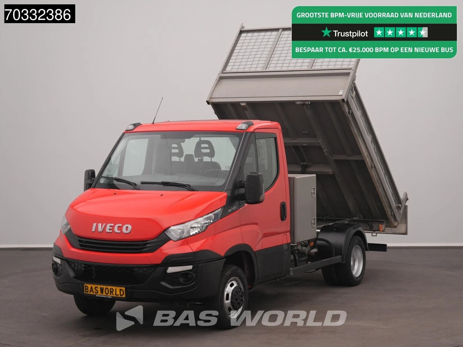 Iveco Daily 35C12 Euro6 Kipper met Kist Dubbellucht 3,5t Tre, Auto's, Gebruikt, Euro 6, Iveco, Lederen bekleding