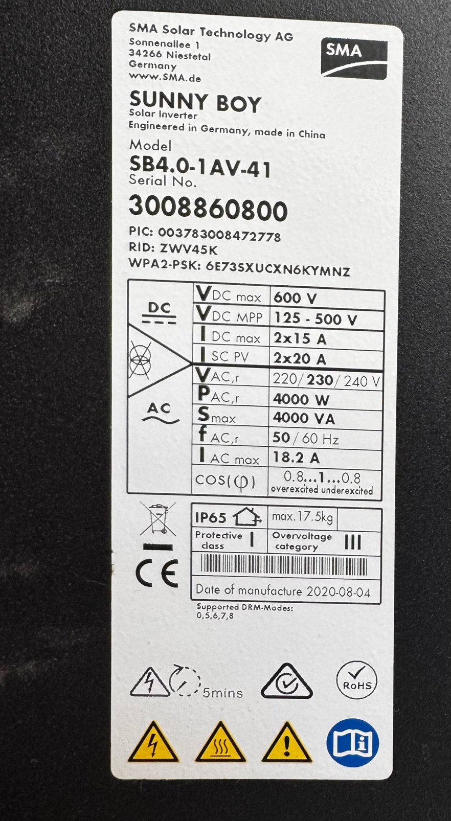 Sunny Boy SB4.0-1 AV-4 1 (4 000 VA) IP65, Bricolage & Construction, Enlèvement, Comme neuf