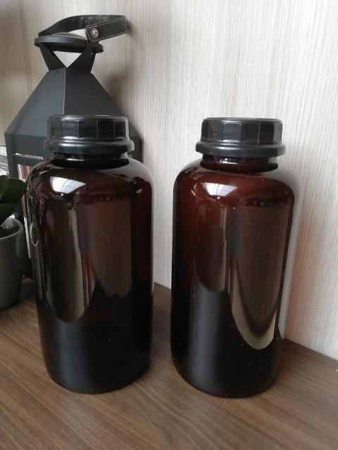 Apothekerspotten, bruin glas., Antiek en Kunst, Ophalen of Verzenden