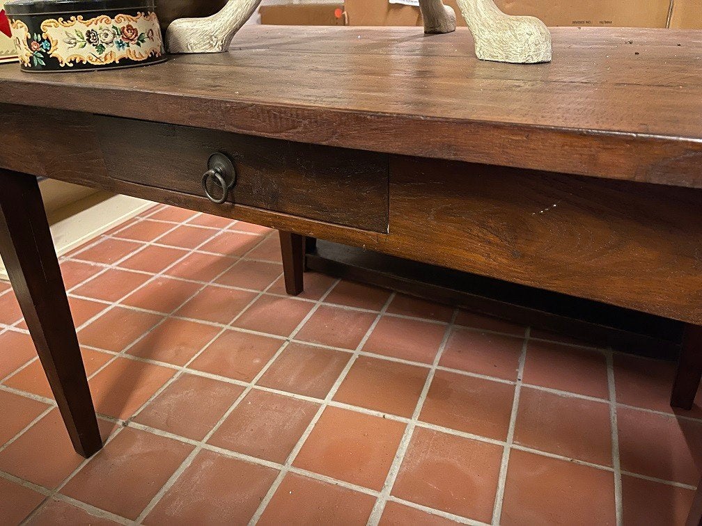 OUD TEAKHOUTEN TAFEL EETTAFEL 130 x 90 Schrijftafel, Antiek en Kunst, Ophalen
