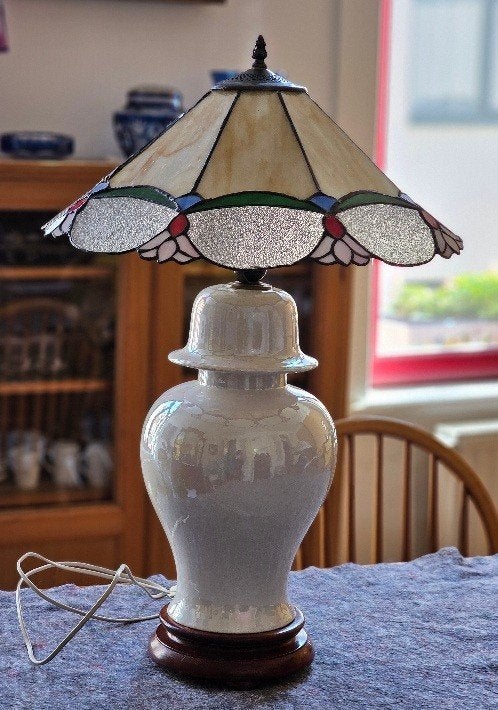 Lampe avecabat jour style tiffany, Verre, Lampe Tiffany, Autres styles, 55 cm